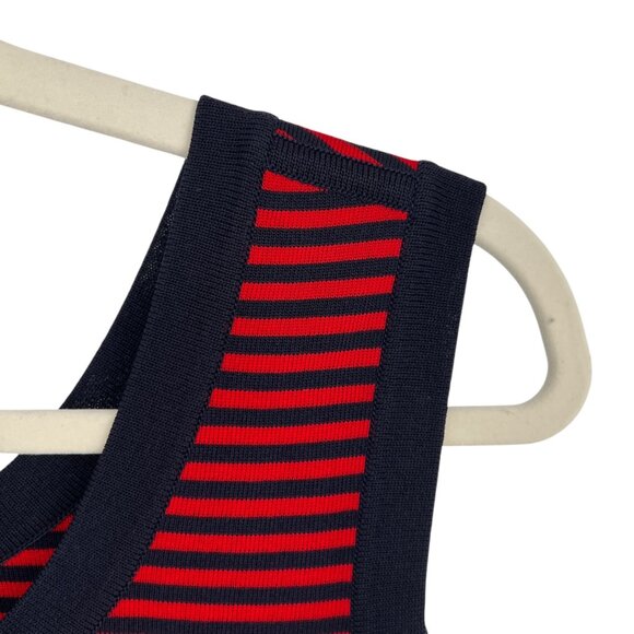 Misook Red Navy Striped Sleeveless Tank Top Size Medium Petite - Picture 4 of 9